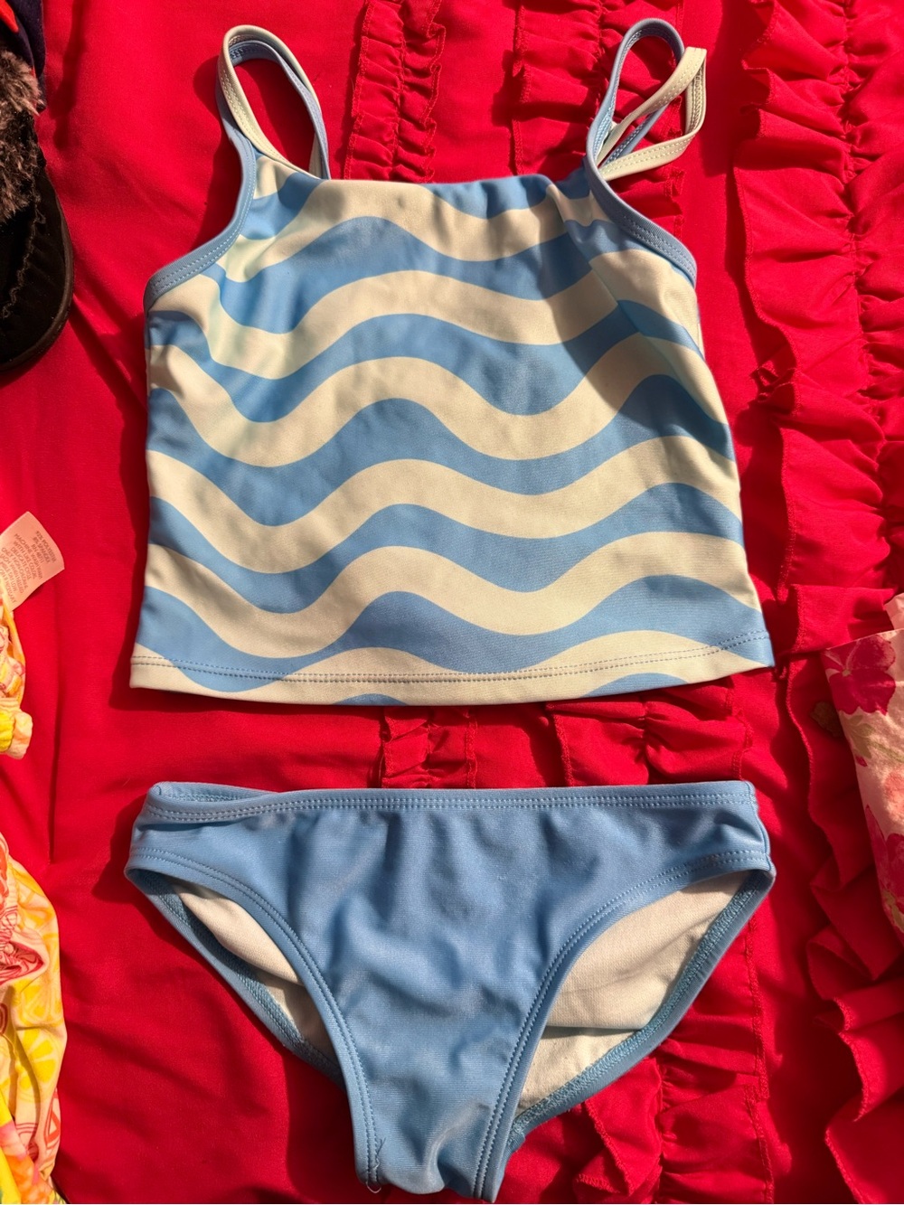 wonder nation Blue & White Wavy Two-Piece Swim Set